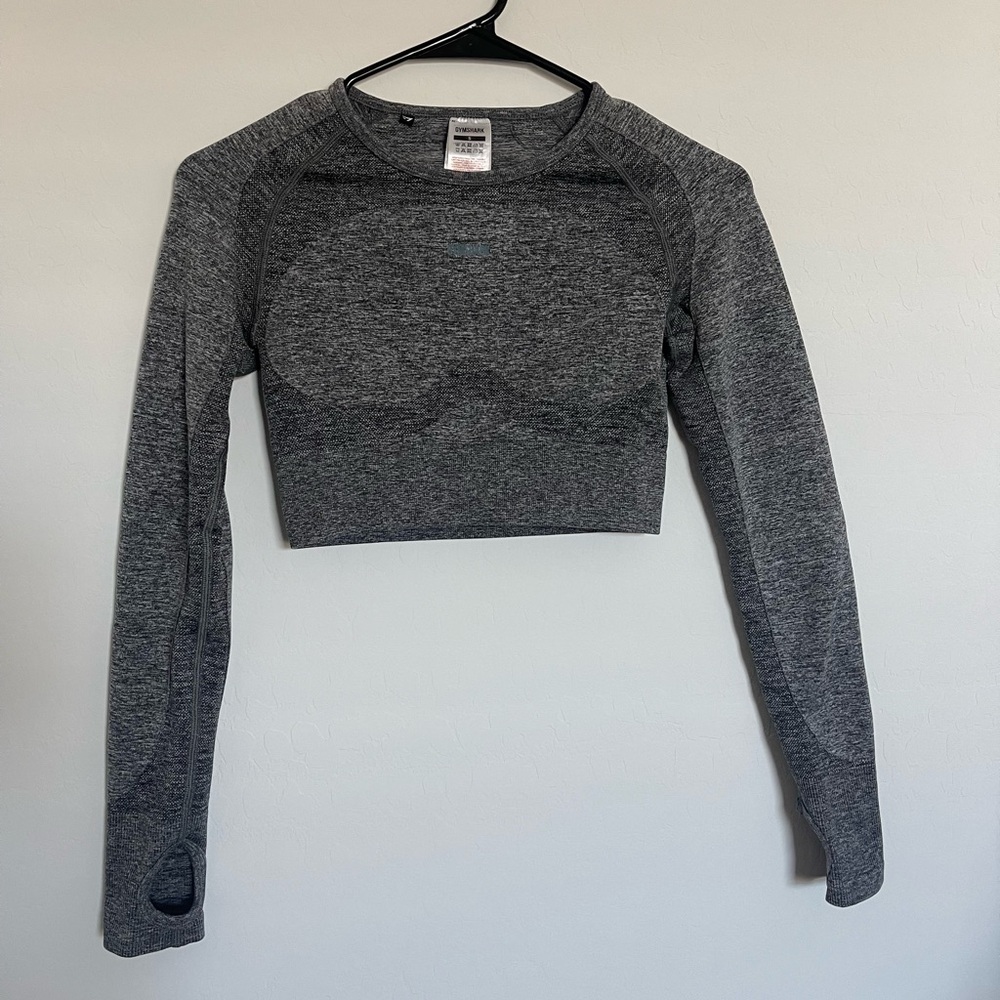 Gymshark Long Sleeve Crop Top Gray